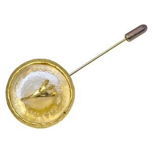 Vintage Museum of Paris Paris Musees Stick Pin Gold Tone Lapel Hat Brooch Signed